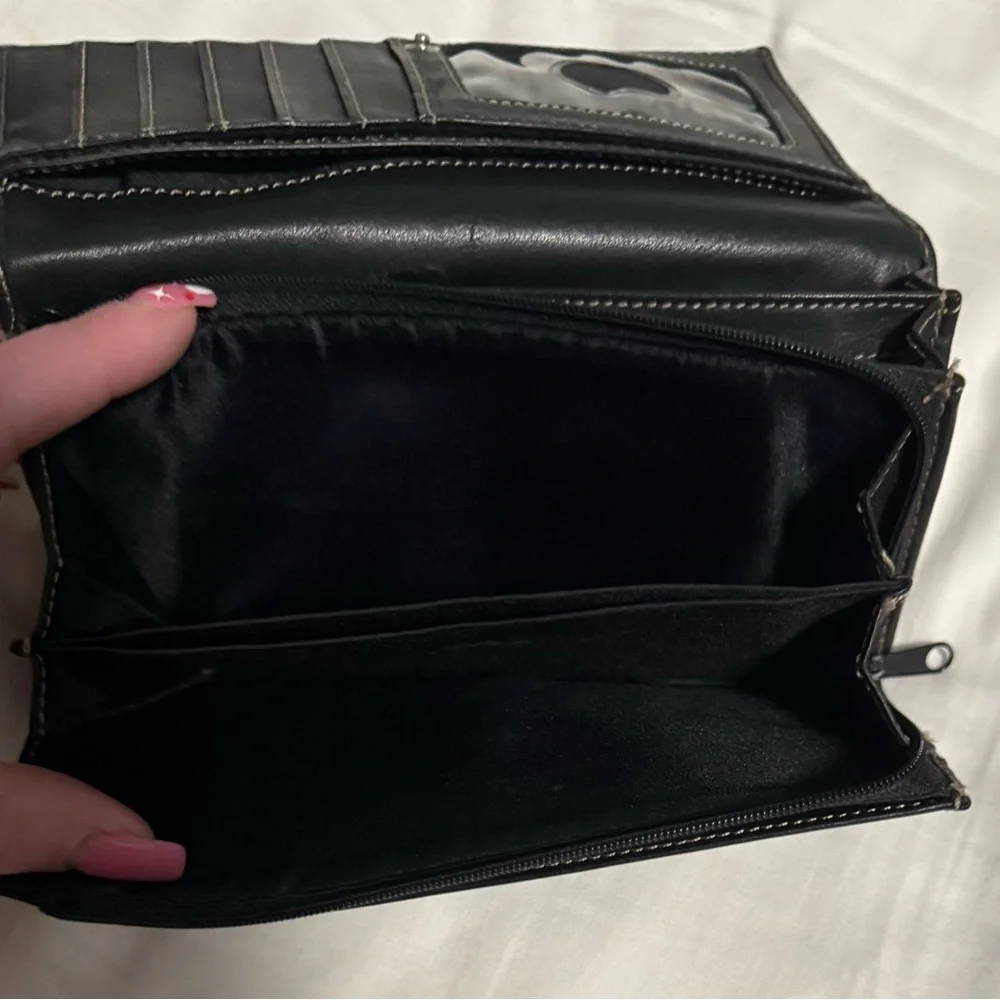 Tignanello Black Leather Wallet with Silver tone Logo! Like New!